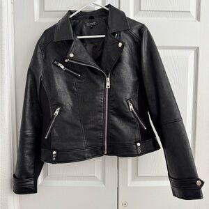 Xhilaration Black Leather Jacket with Silver Accents